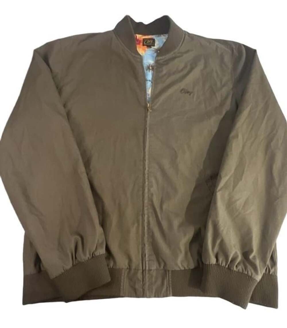 Obey Bomber Jacket Size XXL Olive Green Floral Interior Zip Up
